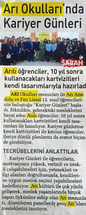 23 Aralık 2014 - Arı Okulları'nda Kariyer Günleri - Sabah