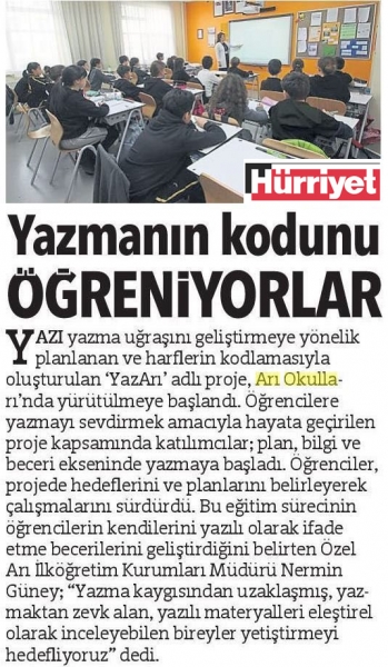 10 ARALIK 2017 PAZAR HÜRRİYET ANKARA-YAZMANIN KODUNU ÖĞRENİYORLAR