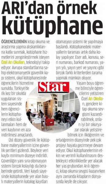 28 EKİM 2017 CUMARTESİ STAR- ARI'DAN ÖRNEK KÜTÜPHANE