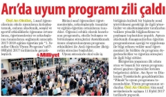 11 EYLÜL 2017 PAZARTESİ MİLLİYET ANKARA ARIDA UYUM PROGRAMI ZİLİ ÇALDI