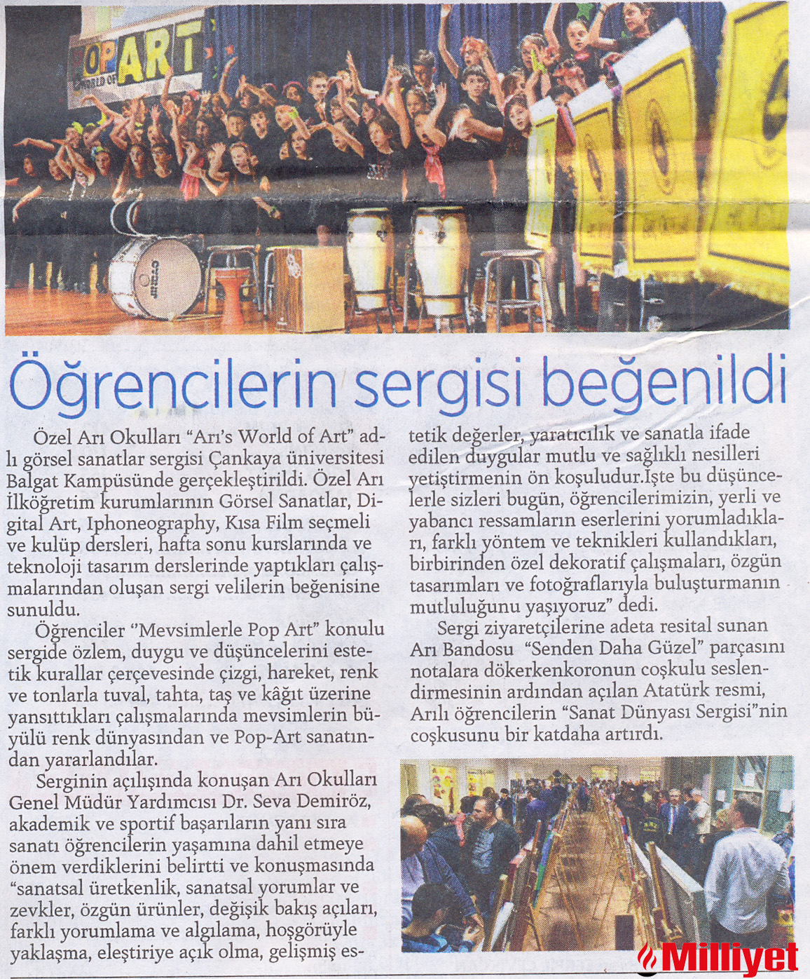 14 HAZİRAN 2016 SALI–MİLLİYET “ÖĞRENCİLERİN SERGİSİ BEĞENİLDİ”