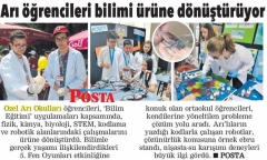 02 HAZİRAN 2018 CUMARTESİ POSTA ANKARA-ARI ÖĞRENCİLERİ BİLİMİ ÜRÜNE DÖNÜŞTÜRÜYOR