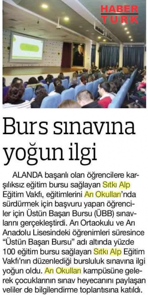 10 MART 2018 CUMARTESİ HABERTÜRK-BURS SINAVINA YOĞUN İLGİ