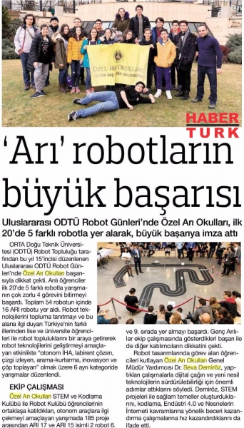 14 MART 2018 ÇARŞAMBA HABERTÜRK -'ARI' ROBOTLARIN BÜYÜK BAŞARISI