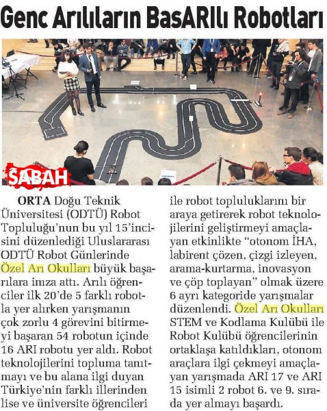 14 MART 2018 ÇARŞAMBA SABAH-GENÇ ARILILARIN BAŞARILI ROBOTLARI