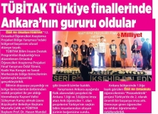 19 MAYIS 2018 CUMARTESİ MİLLİYET ANKARA-TÜBİTAK TÜRKİYE FİNALLERİNDE ANKARA’NIN GURURU OLDULAR