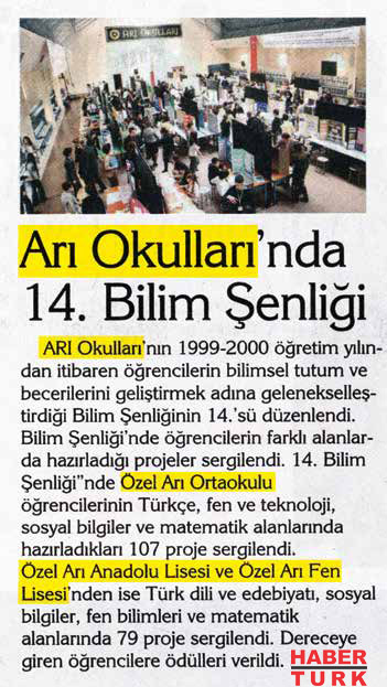 Nisan 2103 - Arı Okulları'nda 14. Bilim Şenliği - HaberTürk