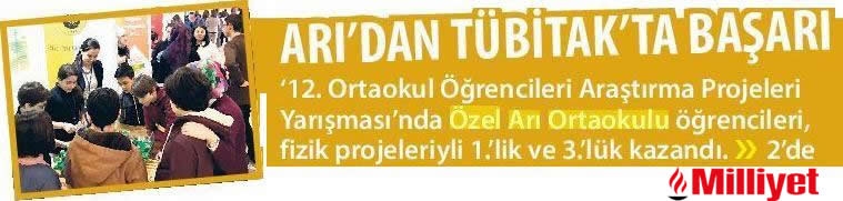 03 NİSAN 2018 SALI MİLLİYET - ARI OKULLARINDAN TÜBİTAK ZAFERİ-YÖNLENDİRME