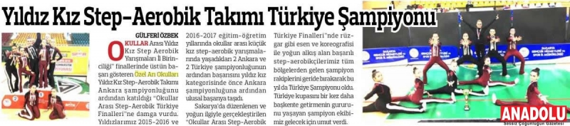 06 NİSAN 2018 CUMA ANKARA ANADOLU GAZETESİ-YILDIZ KIZ STEP-AEROBİK TAKIMI TÜRKİYE ŞAMPİYONU