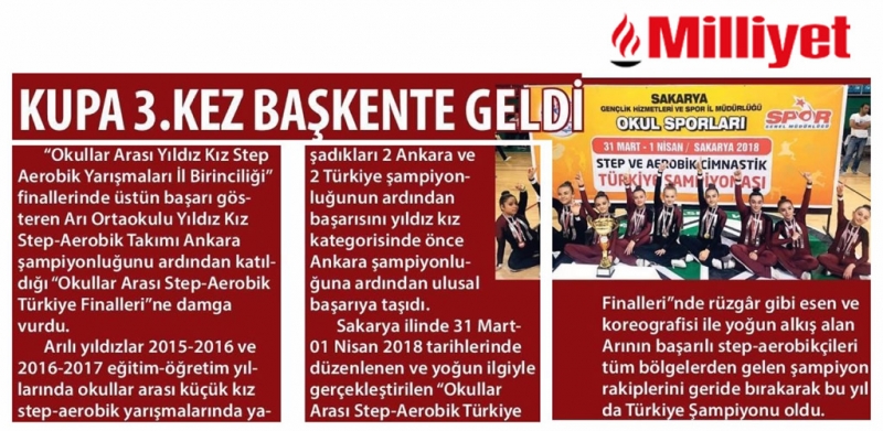 08 NİSAN 2018 PAZAR MİLLİYET-KUPA 3.KEZ BAŞKENTE GELDİ
