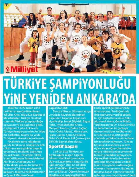 26 NİSAN 2018 PERŞEMBE MİLLİYET-TÜRKİYE ŞAMPİYONLUĞU YİNE YENİDEN ANKARA'DA