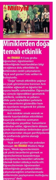 20 OCAK 2018 CUMARTESİ MİLLİYET ANKARA-MİNİKLERDEN DOĞA TEMALI ETKİNLİK