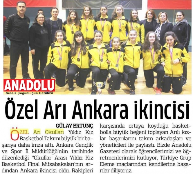 25 OCAK 2018 PERŞEMBE ANKARA ANADOLU GAZETESİ-ÖZEL ARI ANKARA İKİNCİSİ