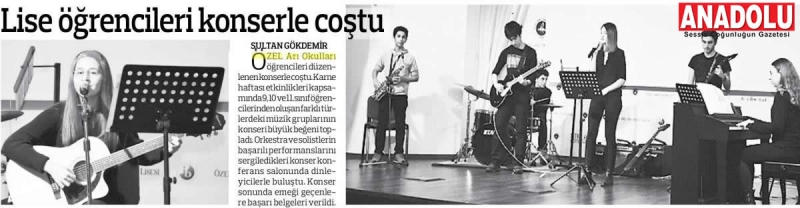 25 OCAK 2018 PERŞEMBE ANKARA ANADOLU GAZETESİ-LİSE ÖĞRENCİLERİ KONSERLE COŞTU