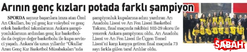 26 OCAK 2018 CUMA SABAH ANKARA-ARININ GENÇ KIZLARI POTADA FARKLI ŞAMPİYON