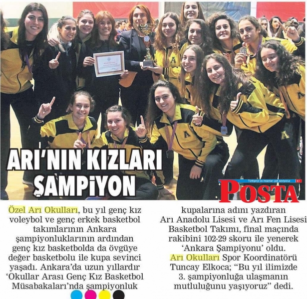27 OCAK 2018 CUMARTESİ POSTA ANKARA-ARININ KIZLARI ŞAMPİYON