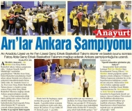 15 OCAK 2018 PAZARTESİ ANAYURT - ARI'LAR ANKARA ŞAMPİYONU