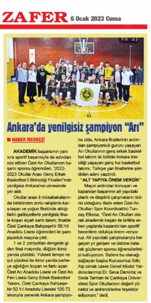 6 OCAK 2023 CUMA ZAFER GAZETESİ
