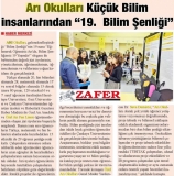 08 ŞUBAT 2018 ZAFER GAZESİ-ARI OKULLARI KÜÇÜK BİLİM İNSANLARINDAN 19.BİLİM ŞENLİĞİ