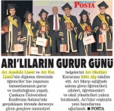07 TEMMUZ 2018 CUMARTESİ POSTA ANKARA-ARI'LILARIN GURUR GÜNÜ